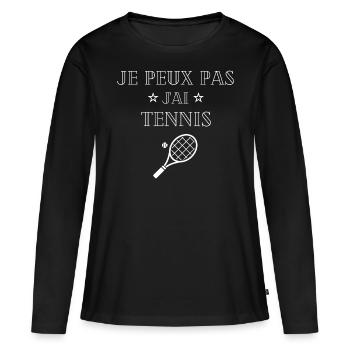je peux pas j'ai tennis - T-shirt manches longues Premium bio Femme - noir - Devant - Julia (174cm)