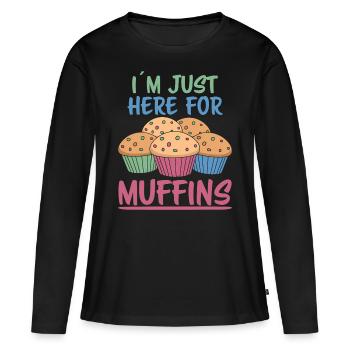 Muffin Disant Muffins Drôle Muffins Cadeau - T-shirt manches longues Premium bio Femme - noir - Devant - Julia (174cm)