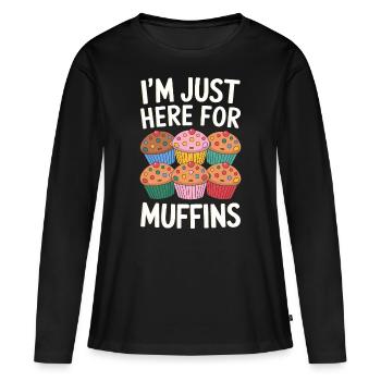 Muffin Disant Muffins Drôle Muffins Cadeau - T-shirt manches longues Premium bio Femme - noir - Devant - Julia (174cm)