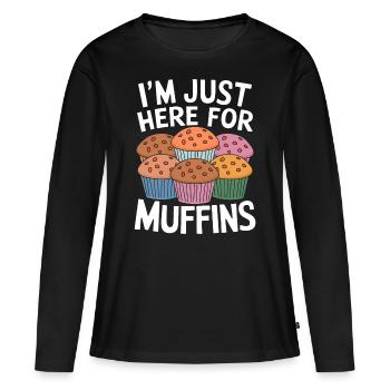 Muffin Disant Muffins Drôle Muffins Cadeau - T-shirt manches longues Premium bio Femme - noir - Devant - Julia (174cm)
