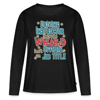 Instructeur de conduite Wizard Auto-école - T-shirt manches longues Premium bio Femme - noir - Devant - Julia (174cm)