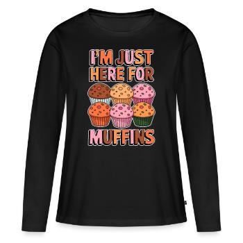 Muffin Disant Muffins Drôle Muffins Cadeau - T-shirt manches longues Premium bio Femme - noir - Devant - Julia (174cm)
