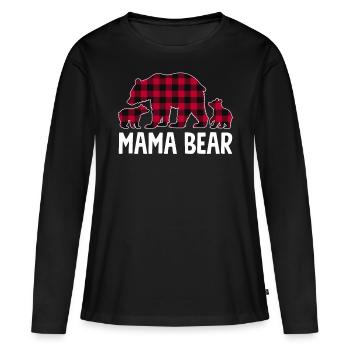 Mama Bear - Frauen Premium Bio Langarmshirt - Schwarz - Vorne - Julia (174cm)
