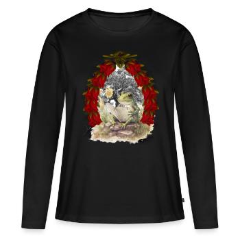 Frosch Frösche Märchen Märchenfigur Weihnachten - Frauen Premium Bio Langarmshirt - Schwarz - Vorne - Julia (174cm)
