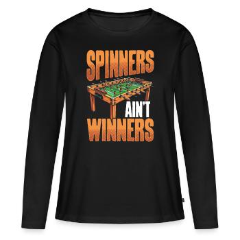 Tischfußball Tischkicker Kicker Kickern - Frauen Premium Bio Langarmshirt - Schwarz - Vorne - Julia (174cm)