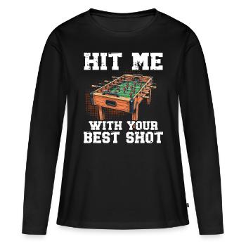 Tischfußball Tischkicker Kicker Kickern - Frauen Premium Bio Langarmshirt - Schwarz - Vorne - Julia (174cm)
