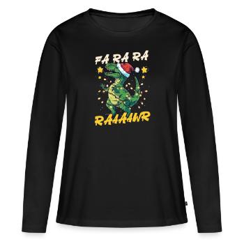 Dinosaure Noël Fa Ra Ra Raaaawr - T-shirt manches longues Premium bio Femme - noir - Devant - Julia (174cm)