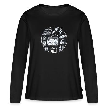 Prévention des catastrophes - T-shirt manches longues Premium bio Femme - noir - Devant - Julia (174cm)