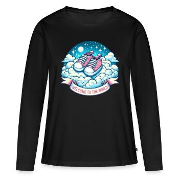 Bienvenue dans le monde Chaussures Bébé Heaven - T-shirt manches longues Premium bio Femme - noir - Devant - Julia (174cm)