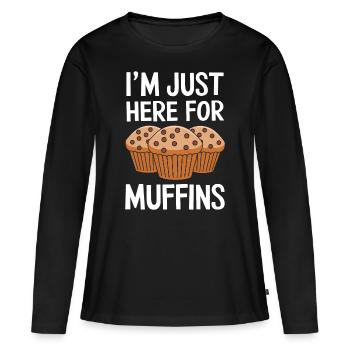 Muffin Disant Muffins Drôle Muffins Cadeau - T-shirt manches longues Premium bio Femme - noir - Devant - Julia (174cm)
