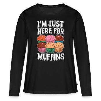 Muffin Disant Muffins Drôle Muffins Cadeau - T-shirt manches longues Premium bio Femme - noir - Devant - Julia (174cm)