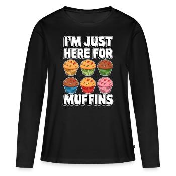 Muffin Disant Muffins Drôle Muffins Cadeau - T-shirt manches longues Premium bio Femme - noir - Devant - Julia (174cm)
