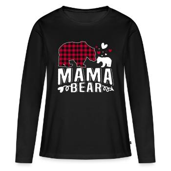 Mama Bear - Frauen Premium Bio Langarmshirt - Schwarz - Vorne - Julia (174cm)