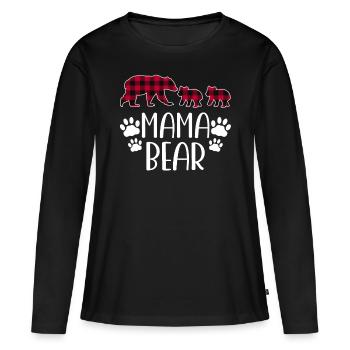 Mama Bear - Frauen Premium Bio Langarmshirt - Schwarz - Vorne - Julia (174cm)