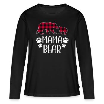 Mama Bear - Frauen Premium Bio Langarmshirt - Schwarz - Vorne - Julia (174cm)