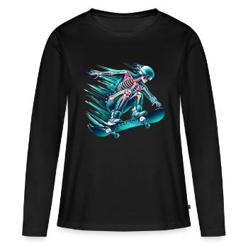 Skeleton Skater Adventure - T-shirt manches longues Premium bio Femme - noir - Devant - Julia (174cm)