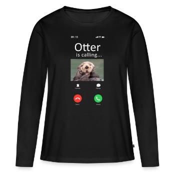 Otter Phone Display Otter Is - Frauen Premium Bio Langarmshirt - Schwarz - Vorne - Julia (174cm)