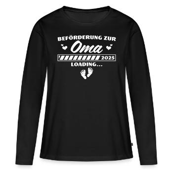 Beförderung zur Oma 2025 lädt - Frauen Premium Bio Langarmshirt - Schwarz - Vorne - Julia (174cm)