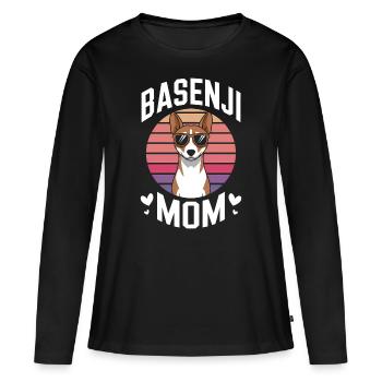 Basenji Spruch Mama Hund Lustiges Basenji Geschenk - Frauen Premium Bio Langarmshirt - Schwarz - Vorne - Julia (174cm)