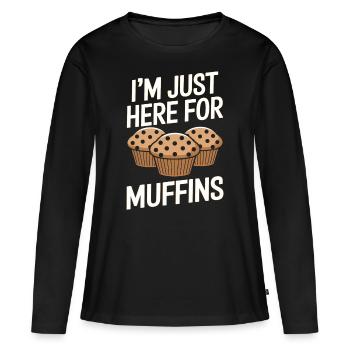 Muffin Disant Muffins Drôle Muffins Cadeau - T-shirt manches longues Premium bio Femme - noir - Devant - Julia (174cm)