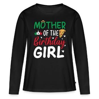 Mère de la fille d’anniversaire - T-shirt manches longues Premium bio Femme - noir - Devant - Julia (174cm)