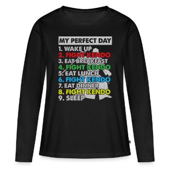 Kendo Wrestler Kendo Fighter - Plan de jour de Kendo - T-shirt manches longues Premium bio Femme - noir - Devant - Julia (174cm)