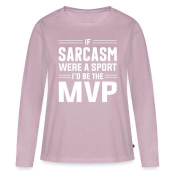 Sarcasme Sarcastique - T-shirt manches longues Premium bio Femme - rose poudré - Devant - Julia (174cm)