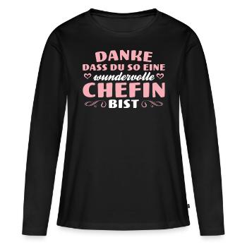 Danke Wundervolle Chefin Geschenk - Frauen Premium Bio Langarmshirt - Schwarz - Vorne - Julia (174cm)