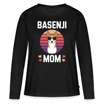 Basenji disant maman chien drôle Basenji cadeau - T-shirt manches longues Premium bio Femme - noir - Devant - Julia (174cm)