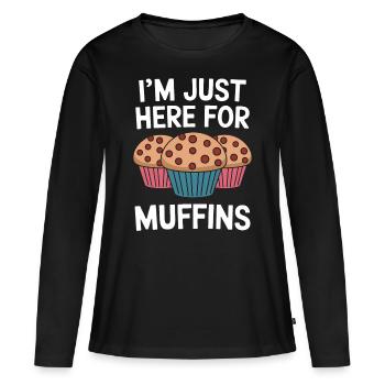 Muffin Disant Muffins Drôle Muffins Cadeau - T-shirt manches longues Premium bio Femme - noir - Devant - Julia (174cm)