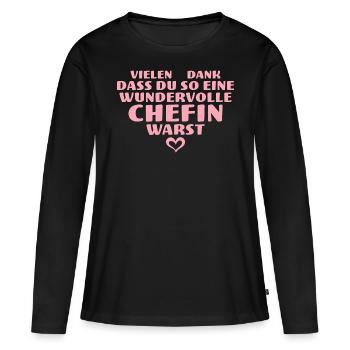 Beste Chefin Herz Abschied Rente - Frauen Premium Bio Langarmshirt - Schwarz - Vorne - Julia (174cm)