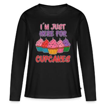Cupcake Dire Cupcakes Drôle Cupcake Cadeau - T-shirt manches longues Premium bio Femme - noir - Devant - Julia (174cm)