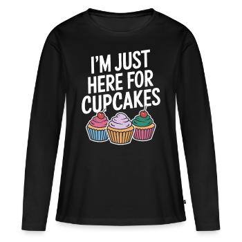 Cupcake Dire Cupcakes Drôle Cupcake Cadeau - T-shirt manches longues Premium bio Femme - noir - Devant - Julia (174cm)