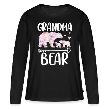 Grandma Bear - Women's Premium Organic Long Sleeve Shirt - black - Front - Julia (174cm)