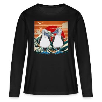 Oiseaux de mer Fou à pieds bleus - T-shirt manches longues Premium bio Femme - noir - Devant - Julia (174cm)