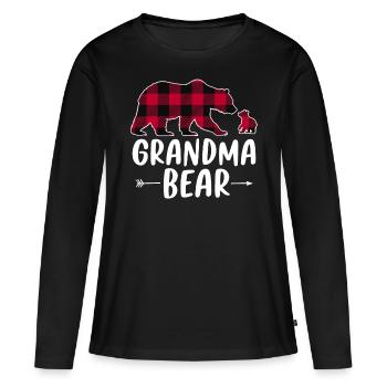 Grandma Bear - Women's Premium Organic Long Sleeve Shirt - black - Front - Julia (174cm)