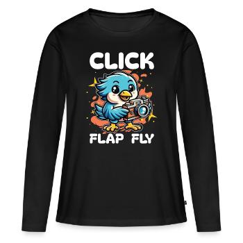 Bird Photography Click Flap Fly Ornithologist - Women's Premium Organic Long Sleeve Shirt - black - Front - Julia (174cm)