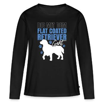 Die mit dem Flat Coated Retriever - Frauen Premium Bio Langarmshirt - Schwarz - Vorne - Julia (174cm)