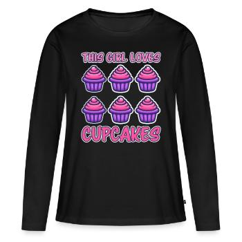Cupcake Spruch Cupcakes Lustiges Cupcake Geschenk - Frauen Premium Bio Langarmshirt - Schwarz - Vorne - Julia (174cm)