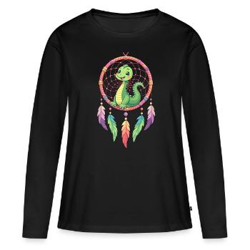 Attrape-rêves dinosaure - T-shirt manches longues Premium bio Femme - noir - Devant - Julia (174cm)