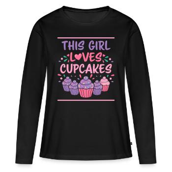 Cupcake Spruch Cupcakes Lustiges Cupcake Geschenk - Frauen Premium Bio Langarmshirt - Schwarz - Vorne - Julia (174cm)