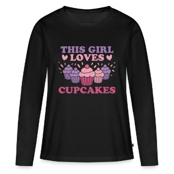 Cupcake Spruch Cupcakes Lustiges Cupcake Geschenk - Frauen Premium Bio Langarmshirt - Schwarz - Vorne - Julia (174cm)