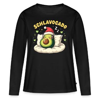 Schlavocado Offiziell Schlafanzug Weihnachten - Frauen Premium Bio Langarmshirt - Schwarz - Vorne - Julia (174cm)