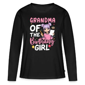 Grand-mère de la fille d’anniversaire - T-shirt manches longues Premium bio Femme - noir - Devant - Julia (174cm)