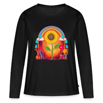 Rainbow Sun Sunflower Garden Summer Nature - Women's Premium Organic Long Sleeve Shirt - black - Front - Julia (174cm)