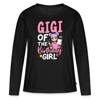 Gigi de la fille d’anniversaire - T-shirt manches longues Premium bio Femme - noir - Devant - Julia (174cm)