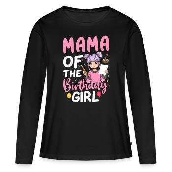 Maman de la fille d’anniversaire - T-shirt manches longues Premium bio Femme - noir - Devant - Julia (174cm)
