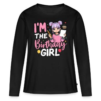 Grand-mère de la fille d’anniversaire - T-shirt manches longues Premium bio Femme - noir - Devant - Julia (174cm)