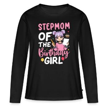 Stepmom Of The Birthday Girl - Frauen Premium Bio Langarmshirt - Schwarz - Vorne - Julia (174cm)