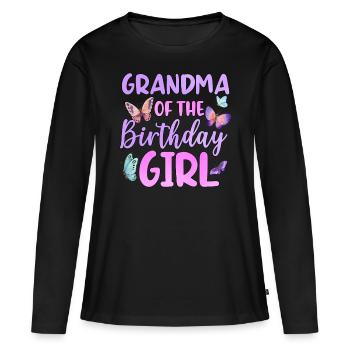Grand-mère de la fille d’anniversaire - T-shirt manches longues Premium bio Femme - noir - Devant - Julia (174cm)